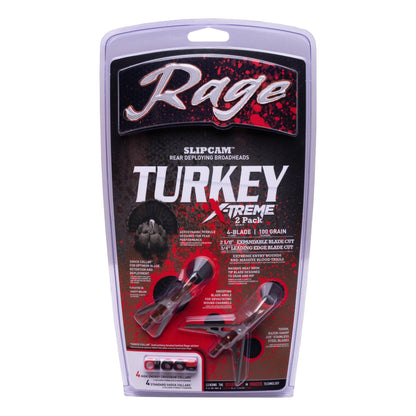 RAGE X-treme Turkey Mechanical Broadheads 100 Grain 2-Blade Shock Collar USA (2-Pack)