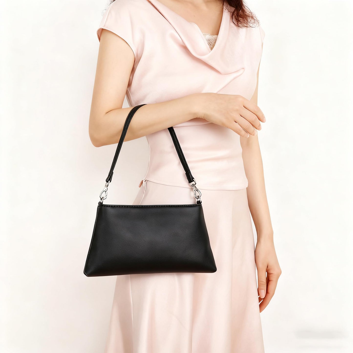 Valleycomfy Women Clutch Purses Ladies Pu Leather Evening Bag Shoulder Bag Handbag for Party/Wedding/Cocktail/Prom/Club, Black