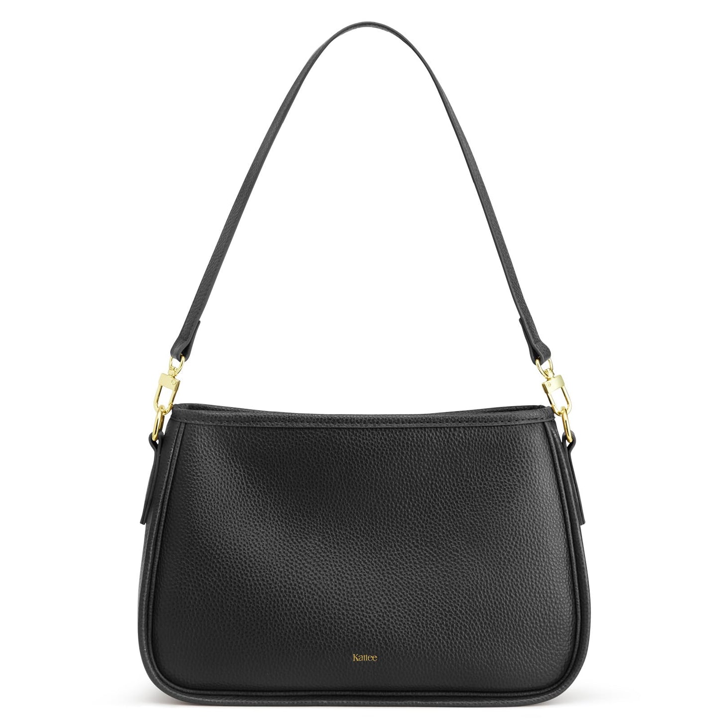 Kattee Shoulder Purse for Women, Medium Leather Black Crossbody Bags Trendy, Clutch Hanbags Purses, Small Hobo Bags with 2 Removable Straps