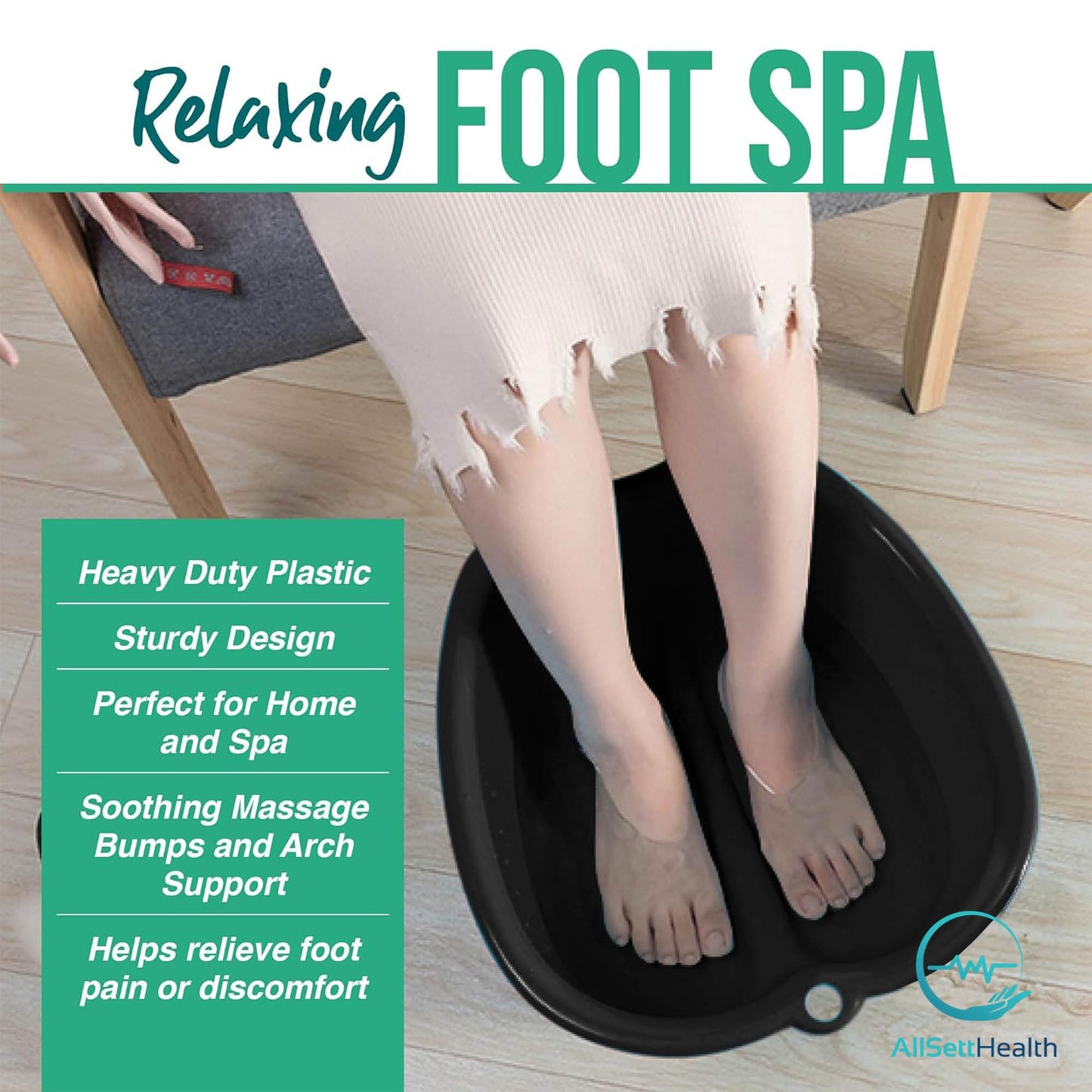 Foot Soaking Bath Basin – Large Size for Soaking Feet | Pedicure and Massager Tub for at Home Spa Treatment | Callus, Fungus, Dead Skin Remover, Blue