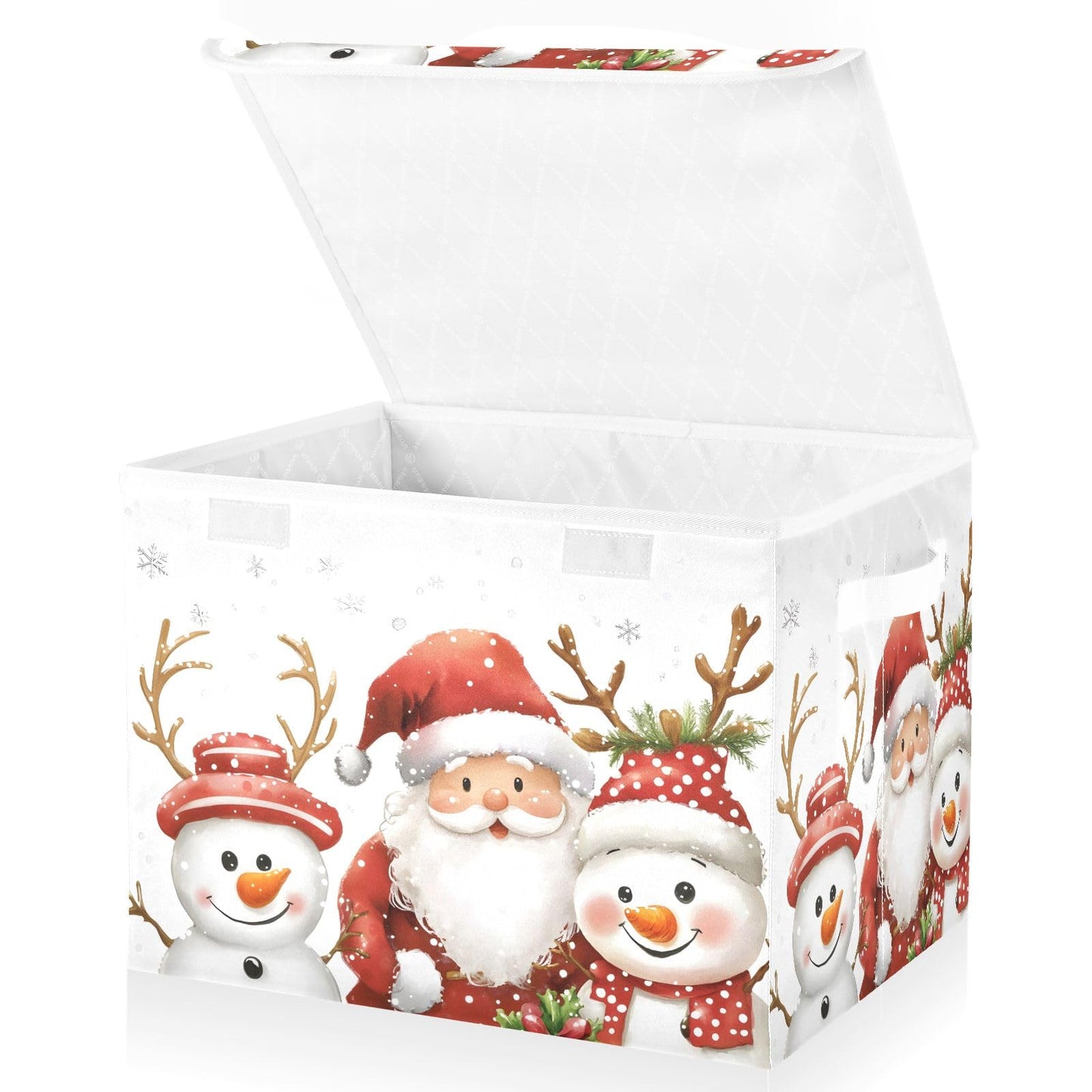 Bolaz Storage Bins with Lids and Handles,Christmas Snowman Storage Box Storage Basket with Cover Collapsible Organizer Containers for Home Closet, Shelves