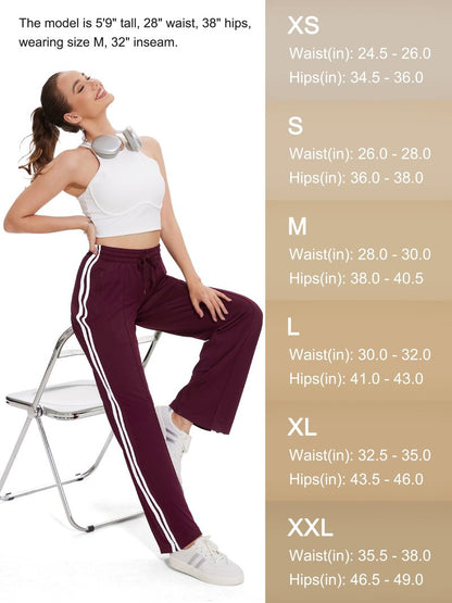 Tapata Women's 30" Inseam Regular Track Pants Loose Straight Leg Jogging Sweatpants Warm-Up Sports Athletic Running, Burgundy, S