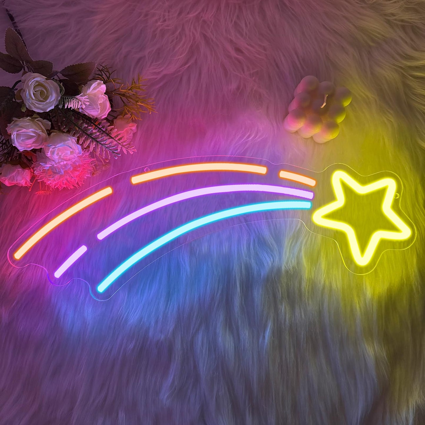 Star Lights LED Sign for Wall Decor,Meteor Neon Sign for Kids Bedroom Party Living Room Pride Events,Space Star Night Light Dimmable Gifts for Boys Girls Kids Astronomy Lovers USB Powered（16.9"*11.4"）