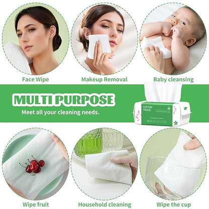 Disposable Face Towel, for Washing Soft Cotton Dry Wipes Facial Cloths