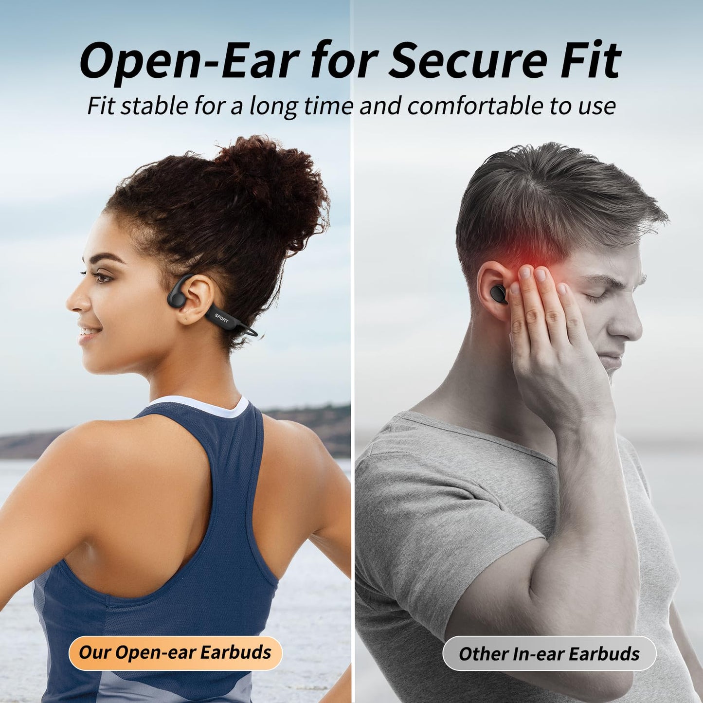 CXK Bone Conduction Headphones Bluetooth 5.4 Open Ear Headphones with Mic, Premium Loud Sound 10Hrs Playtime Bluetooth Headphones, IPX6 Waterproof Sports Headset for Running, Cycling, Walking