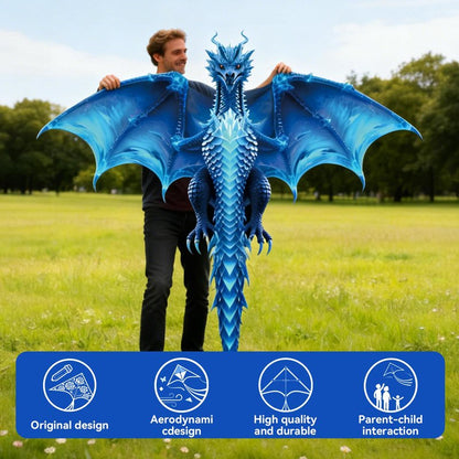 FejoHify Large Dragon Kite for Kids and Adults, Easy to Fly with 300ft String, Perfect for Beach, Park, Outdoor Activities, Gift for Boys Girls (Ice)