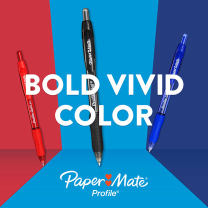 Paper Mate Gel Pen Profile Retractable Pen 0.7mm Black 12 Count
