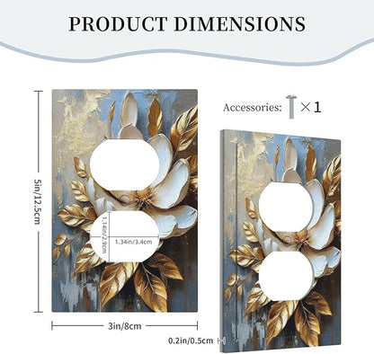 Decorative Art Light Switch Covers Gilded Bloom 1 Gang Single Duplex Outlet Wall Plate Switchplate Electrical Faceplate for Home Decor