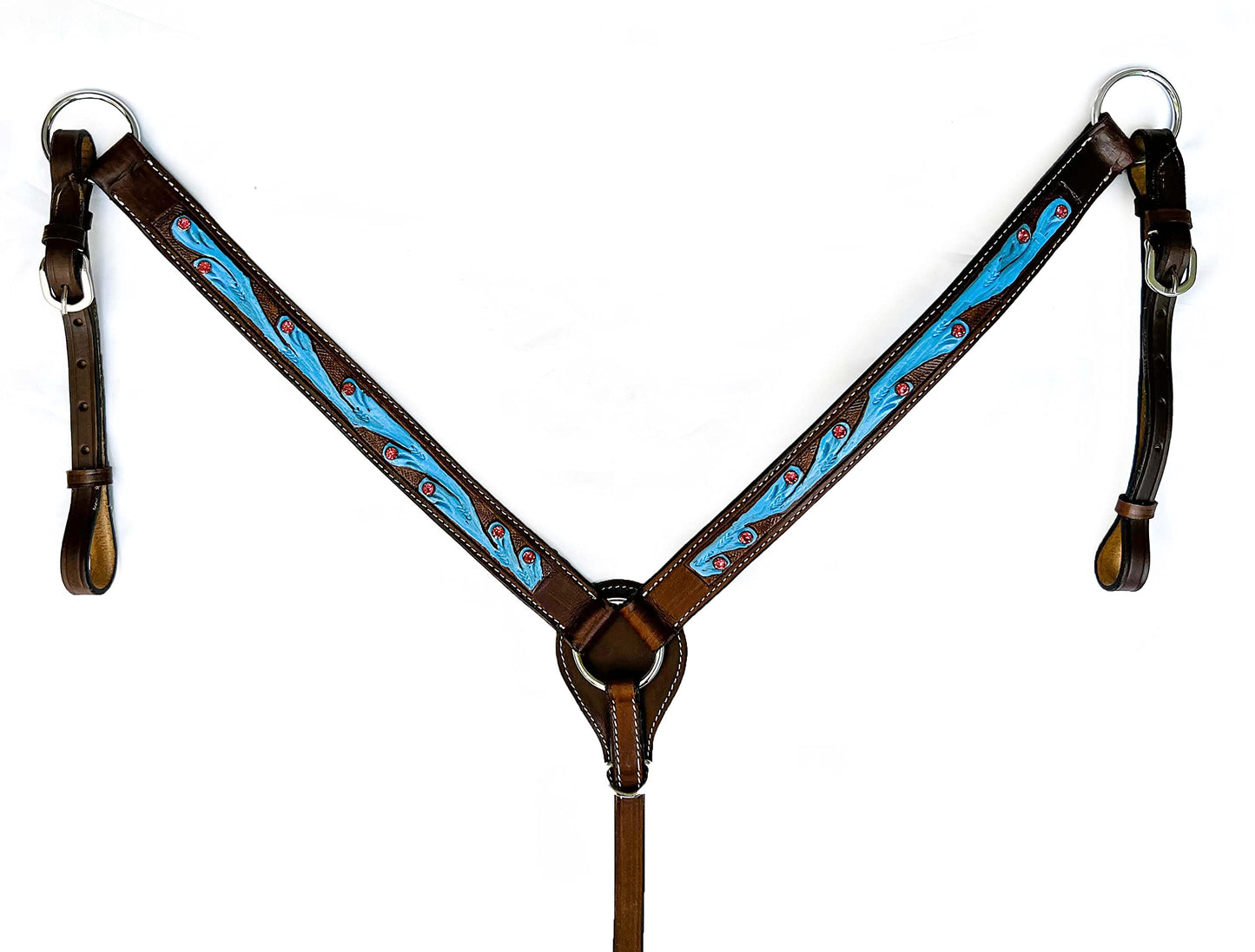 Hulara Top Grain Buff Leather Western Bridle and Breast Collar Set Tooled Headstall and Horse Breastcollar Western Tack Set Horse Breast Collar Western Bridle Sets Horse Headstall and Breast Collar