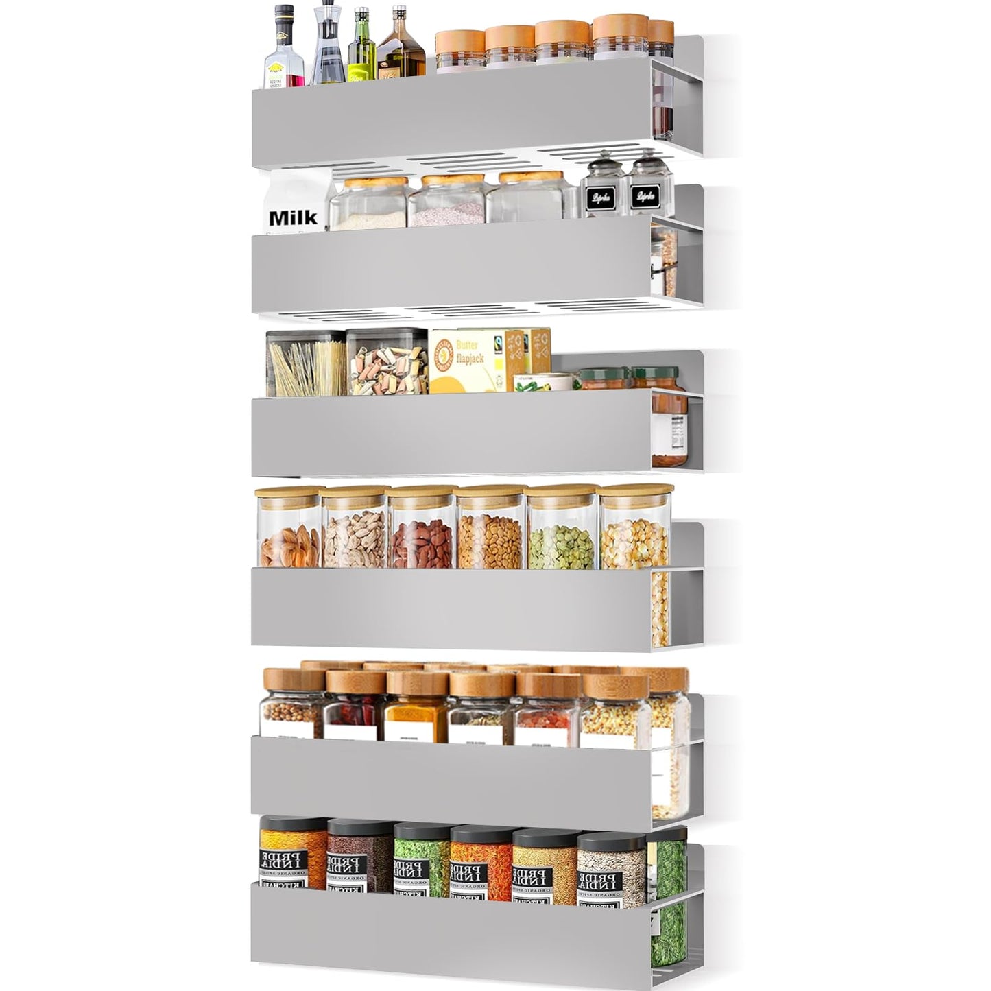 Magnetic Spice Rack Organizer for Fridge Seasoning Organizer for Kitchen storage with Screw Magnetic Shelf with Hook for Refrigerator and Oven (6pack)