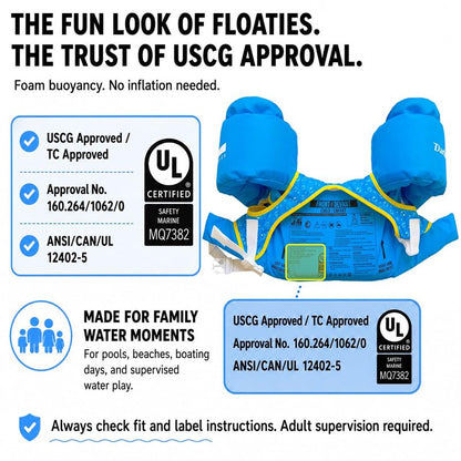 Dark Lightning Toddler Swim Vest for Kids Ages 2-7, Kids Floaties with Arm Wings, USCG Approved Pool Swim Vest for Boys Girls, 33-55 lbs (Submarine)