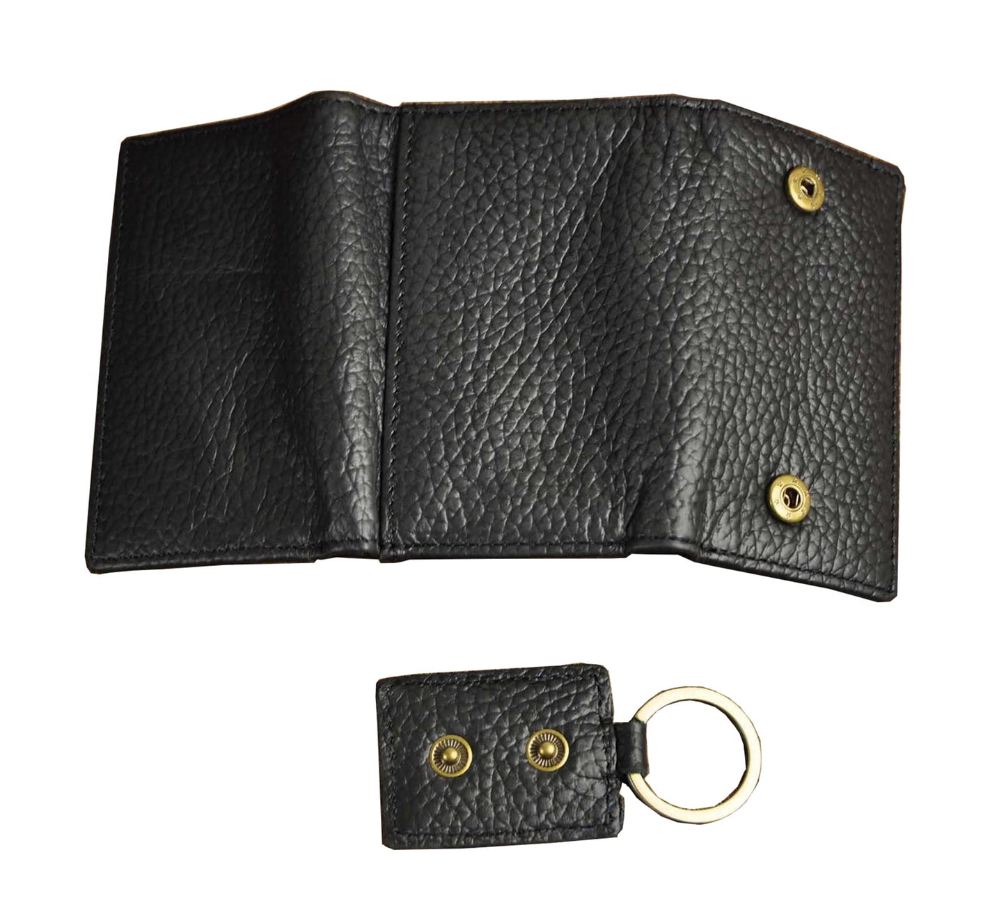 Le'aokuu Mens Genuine Leather Car Key Case Loop Hook Coin Case Cover Wallet Snap (The Black 2)