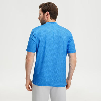 M MAELREG Henley Shirts for Men Printed Polo Shirts Collarless Lightweight Stretch Athletic Casual Short Sleeve
