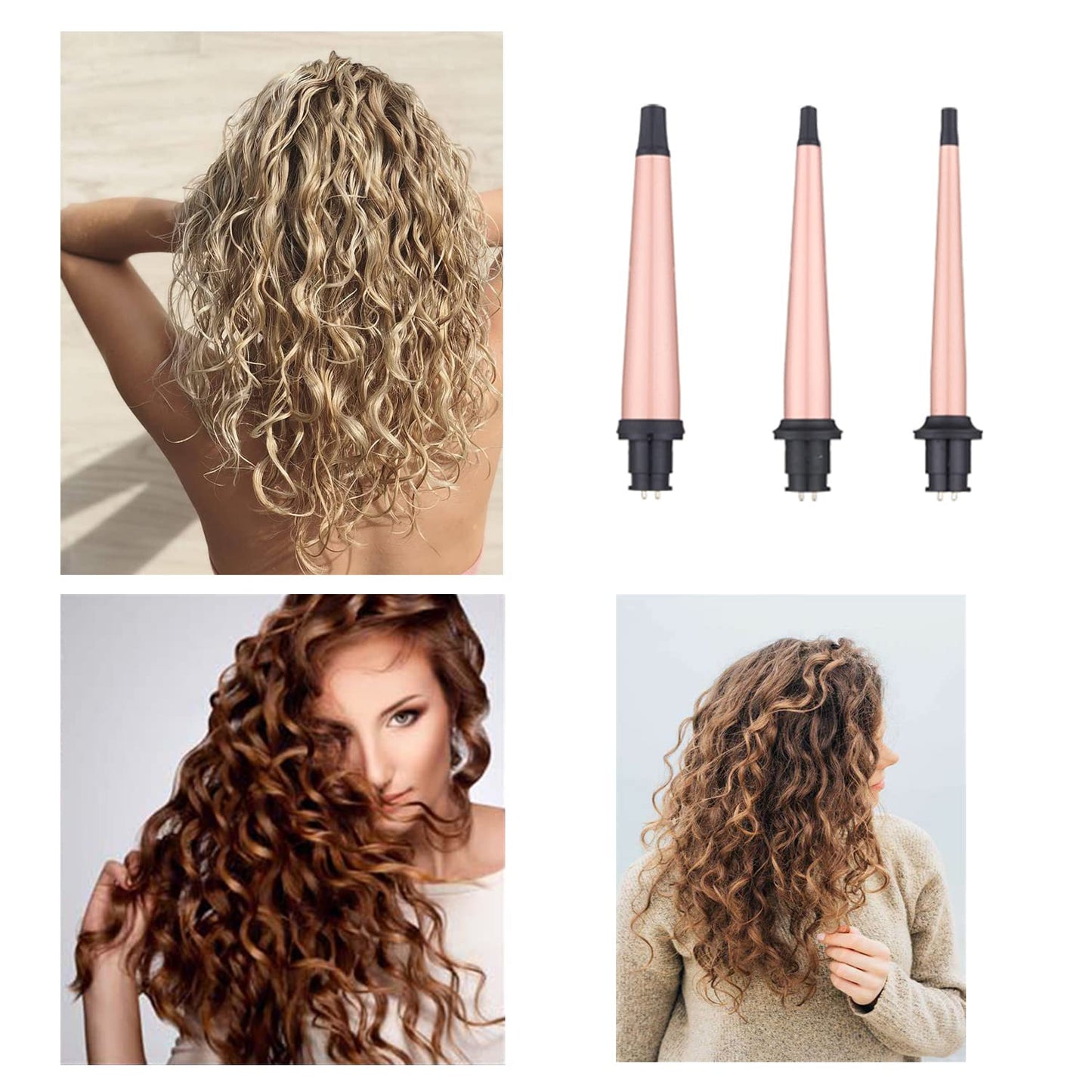 Curling Iron Wand Set, Curling Wand 3 in 1 Hair Curling Wands Interchangeable Ceramic 0.35-1.25inch Barrel Hair Curler, with Heat Resistant Glove