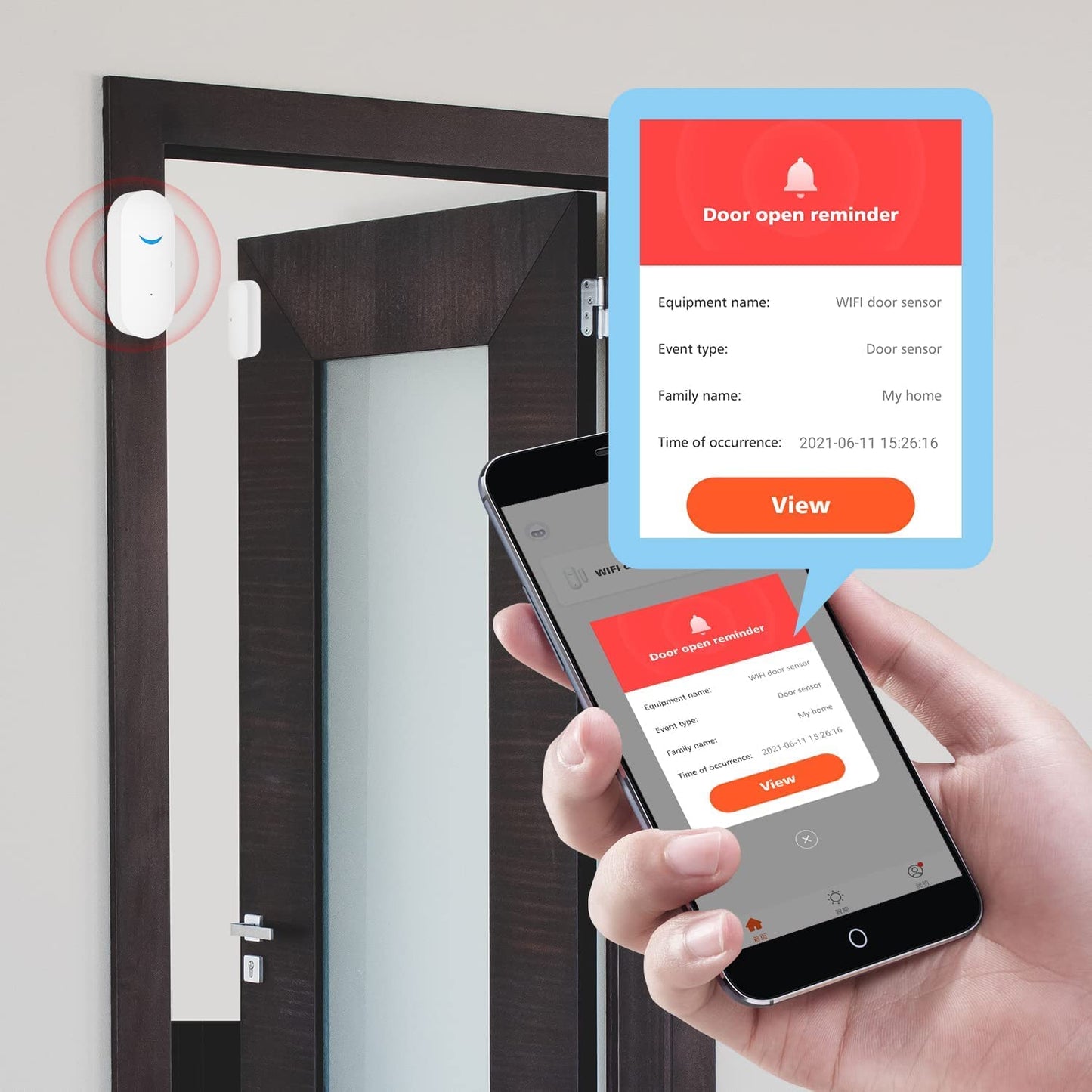 WiFi Door and Window Sensors,Tuya Smart Alarm with Free Notification APP Control Home Security Alarm System, No Hub Required,Compatible with Alexa, Google Home (1-Pack)