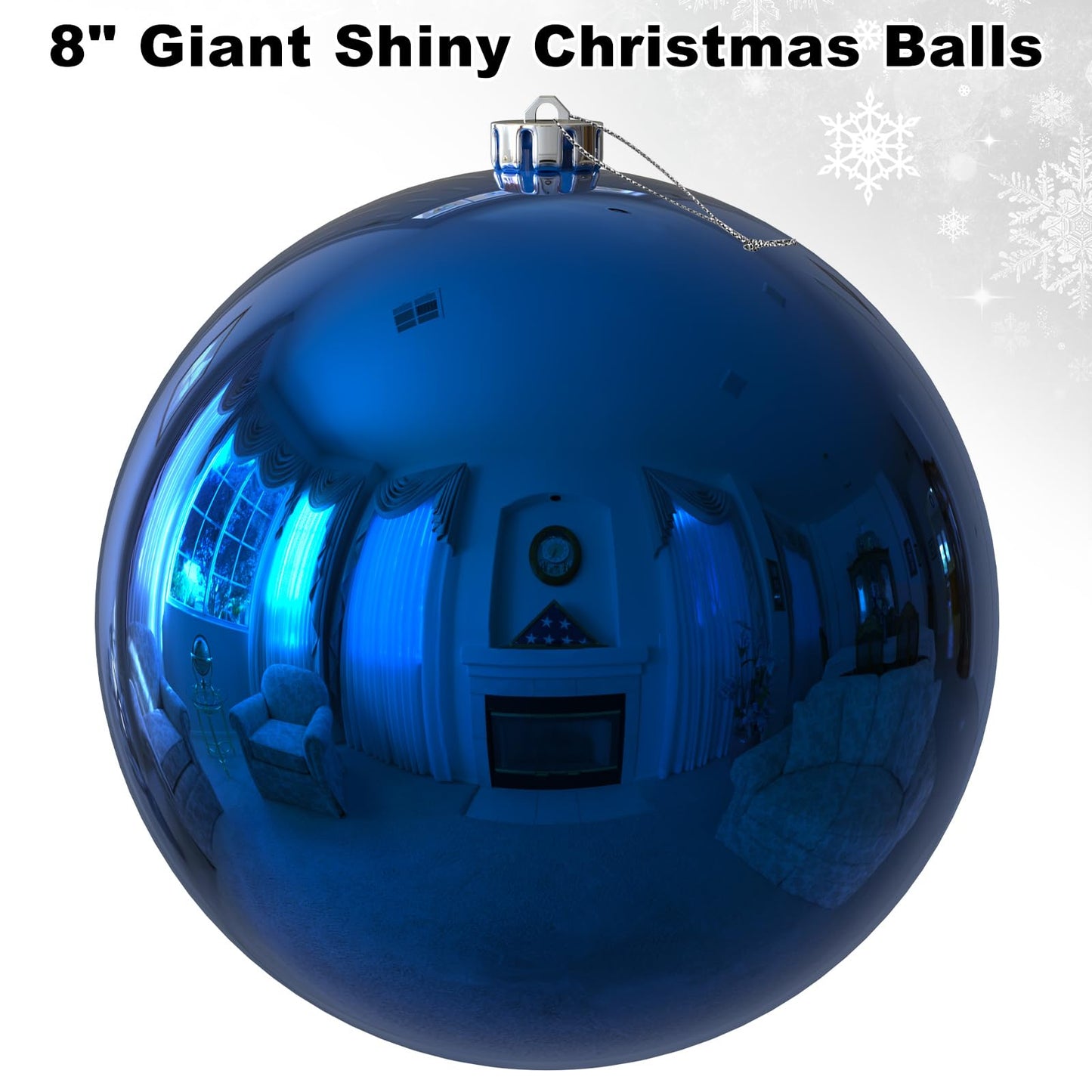 Royal Blue 8.0" Extra Large Christmas Balls Ornaments - Christmas Tree Decorations Shatterproof Shiny Hanging Balls for Birthday Holiday Wedding Decorations Set of 2pcs