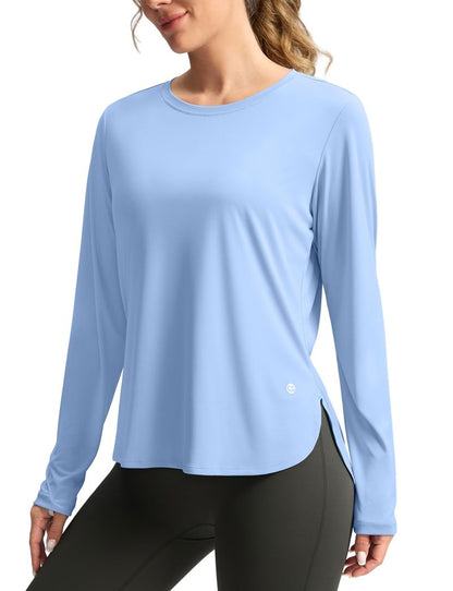 Women's Sun Shirts UPF 50+ Long Sleeve UV Protection Shirt Lightweight Quick Dry Workout Hiking Tops for Women(Haze Blue,M)