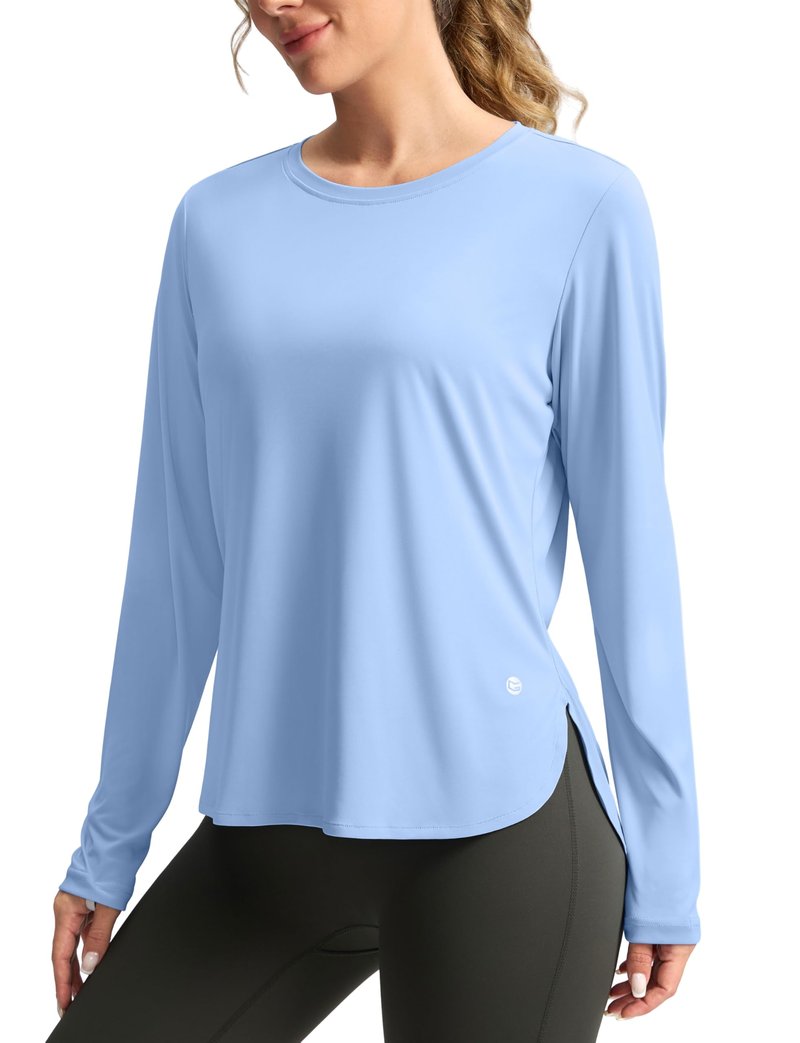 Women's Sun Shirts UPF 50+ Long Sleeve UV Protection Shirt Lightweight Quick Dry Workout Hiking Tops for Women(Haze Blue,XS)