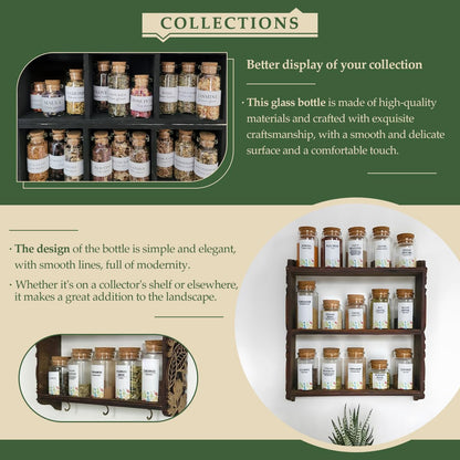 21-Pack 0.68 oz (20 ml) Glass Bottles with Cork Stoppers – for Spell Bottles, Spice Jars, DIY Party Favors, Travel Memories & Plant Propagation – Empty Recyclable Containers for Crafts, Kitchen,Décor