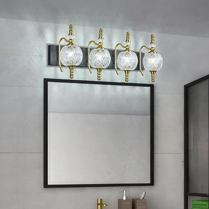 Modern Crystal Bathroom Vanity Lights Fixtures Over Mirror Black Gold Vintage 4-Lights 28 Inch Bathroom Light Fixtures Glass Crystal Vanity Lights