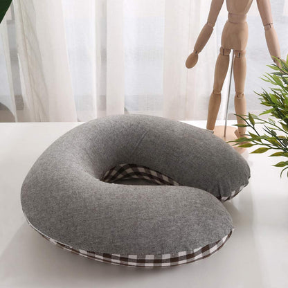 Buckwheat U-Shaped Neck Pillow Adjustable Buckwheat Hull Pillow with Pillowcase, Neck Support and Shoulder Relax Cervical Pillow (12x12 inch, Grey)