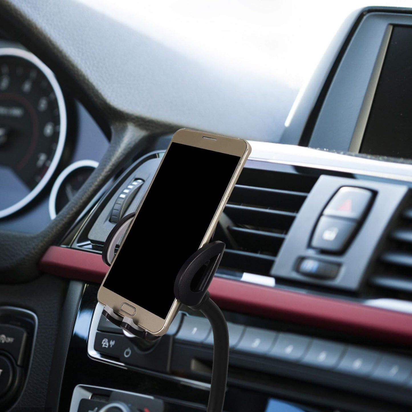 Veemoon Portable Electronic Device Mount for 3-6.5 inch Phones, Dual USB Car Charger Lighter Phone Holder