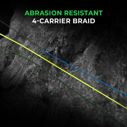 KastKing Destron Complete Braided Fishing Line and Leader, Thin Diameter Superline, Highly Abrasion Resistant, Perfectly Matched Braided Line & Leader, Chartreuse, 65LB, 150Yds