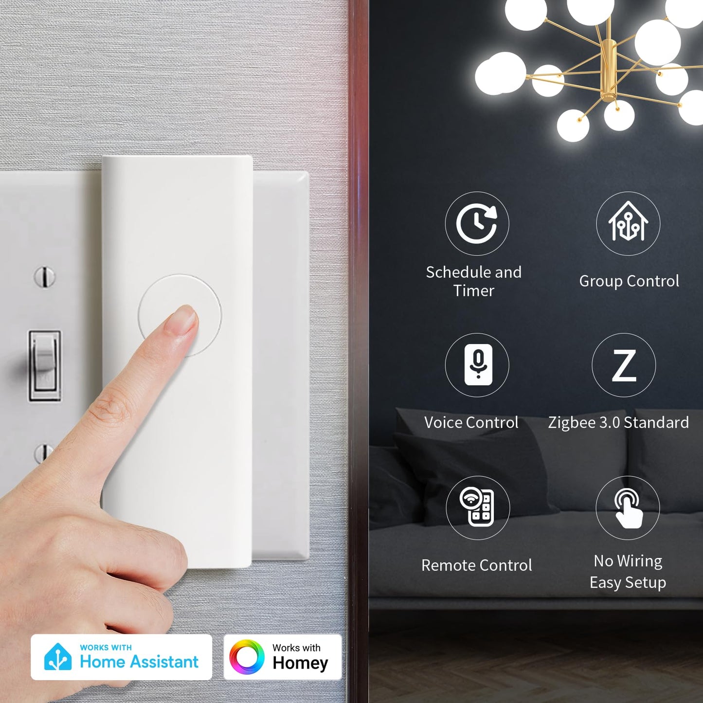 THIRDREALITY Zigbee Smart Switch (4 Pack),Toggle/Rocker, No Wiring Needed.Hub Required, Compatible with Echo Devices with Zigbee Hub Built-in,Home Assistant,Hubitat,SmartThings,Homey