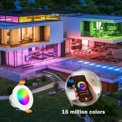 inShareplus 10 Pack 2 Inch Smart Recessed Lighting, WiFi LED Downlight 5W 120V, Dimmable RGBCW 2700-6500K Color Changing, Compatible with Alexa/Google, Ceiling Lights with LED Driver