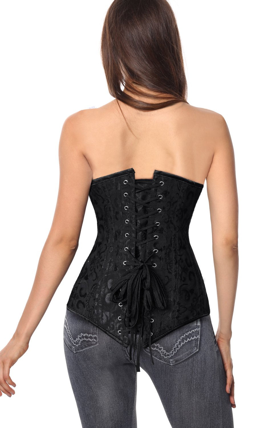 Charmian Women's 26 Steel Boned Brocade Underbust Waist Training Cincher Corset Black Large