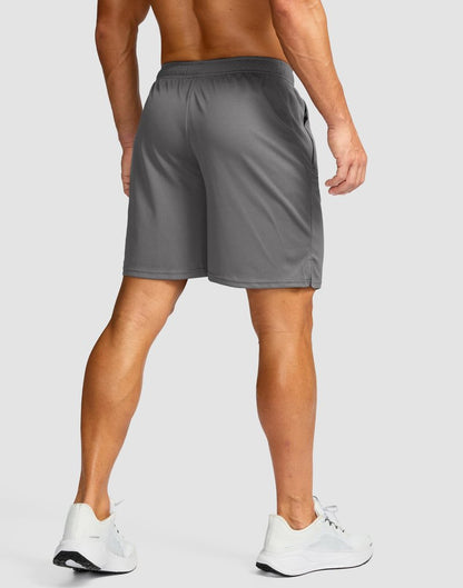 G Gradual Men's 7" Workout Running Shorts Quick Dry Lightweight Gym Shorts with Zip Pockets (Gray Large)