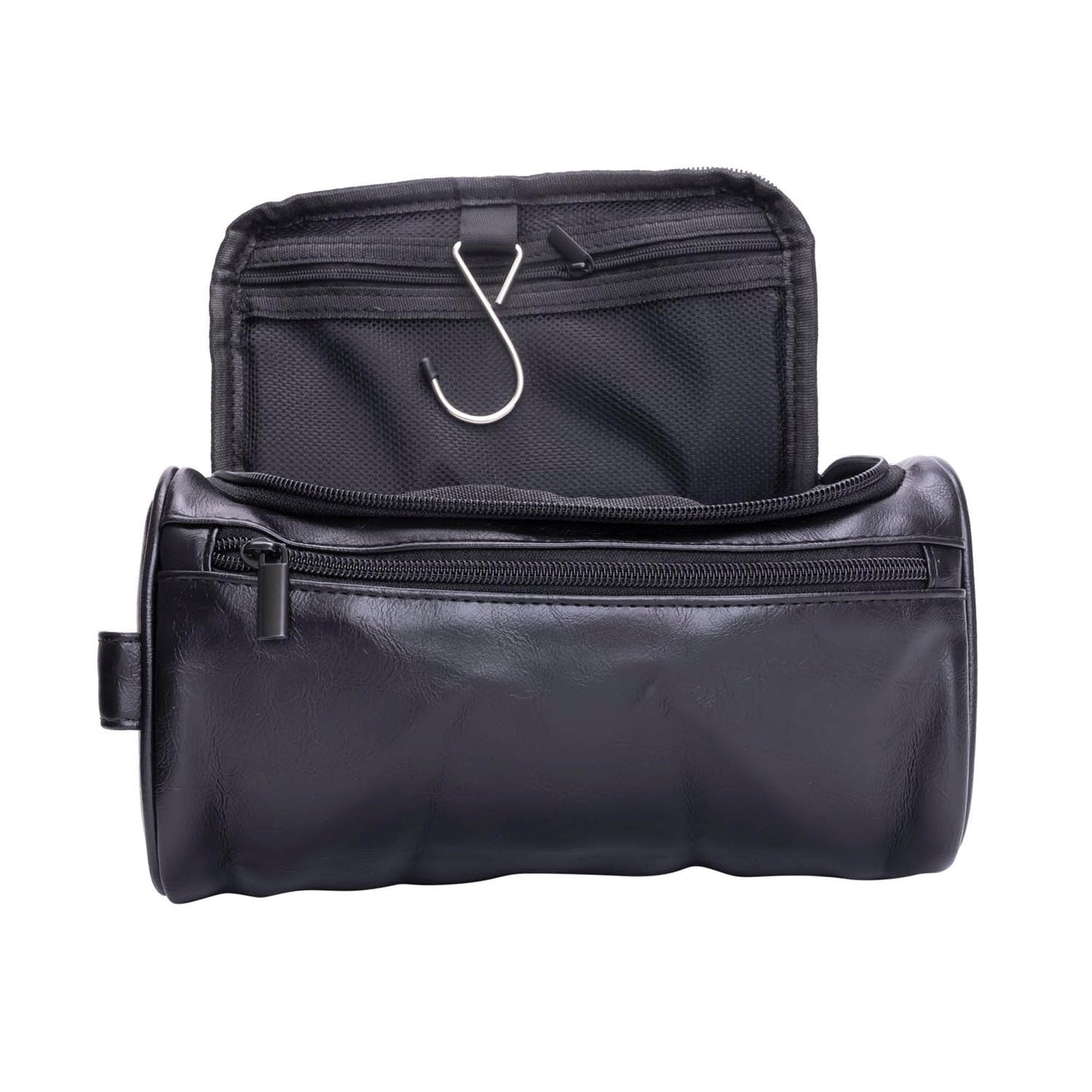 Mad Man Men's Travel Dopp Kit Black Faux Leather Toiletry Bag with Multiple Pockets - Water-Resistant Shaving & Grooming Organizer - (10" x 5.5" x 6")