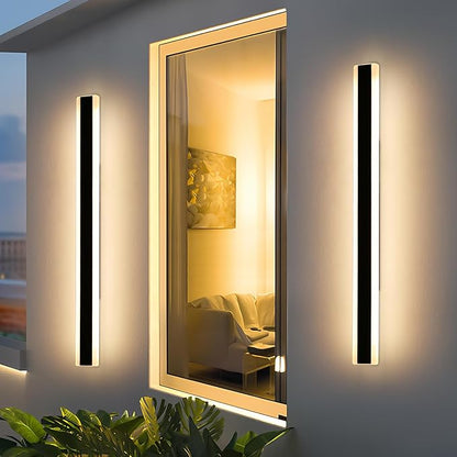 Modern 57inch Outdoor Wall Light, 3000k/4500k/6000k 3 Color Change Black Exterior Light Fixtures Wall Mount, Ip65 Waterproof Modern Porch Lights, Long Linear Outside Lighting Hard-Wired Non-Dimmable