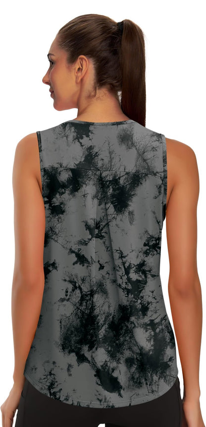 WIHOLL Summer Tops for Women Workout Tank Tops for Women Sleeveless Running Loose Fit Yoga Tops Active Shirts Sports Gym L