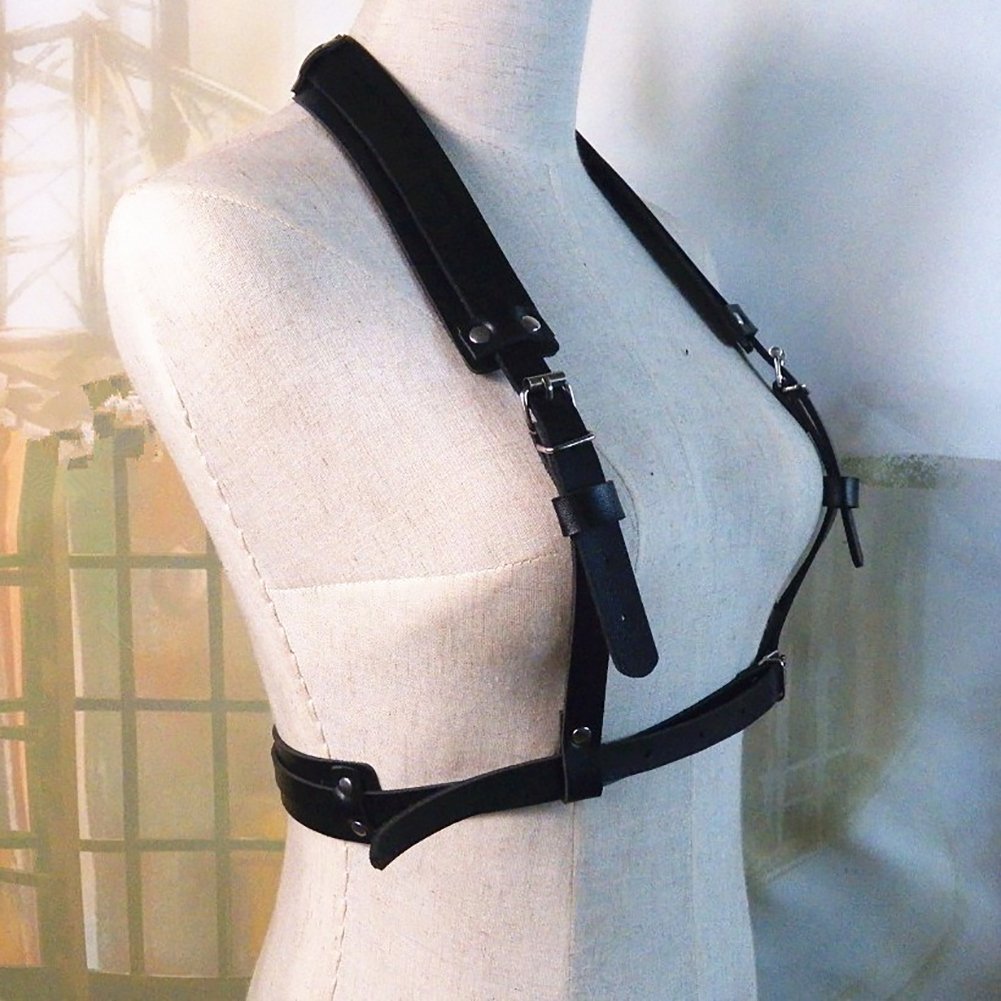 Body Chest Harness Punk Adjustable Faux Leather Belt with Buckles Rings for Men Women(LM02)
