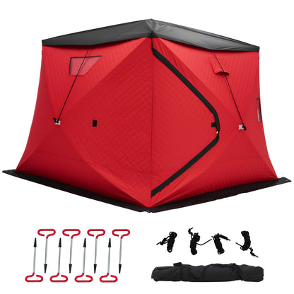 Albott Insulated Pop-Up Ice Fishing Tent, 4–5 Person Ice Shanty with 3-Layer Oxford Fabric, Waterproof Cover, Chimney Vent, Anchors & Ropes, Portable Warm Shelter with Carry Bag