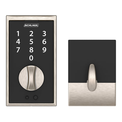 SCHLAGE BE375 CEN 622 Touch Keyless Touchscreen Electronic Deadbolt Lock, Matte Black