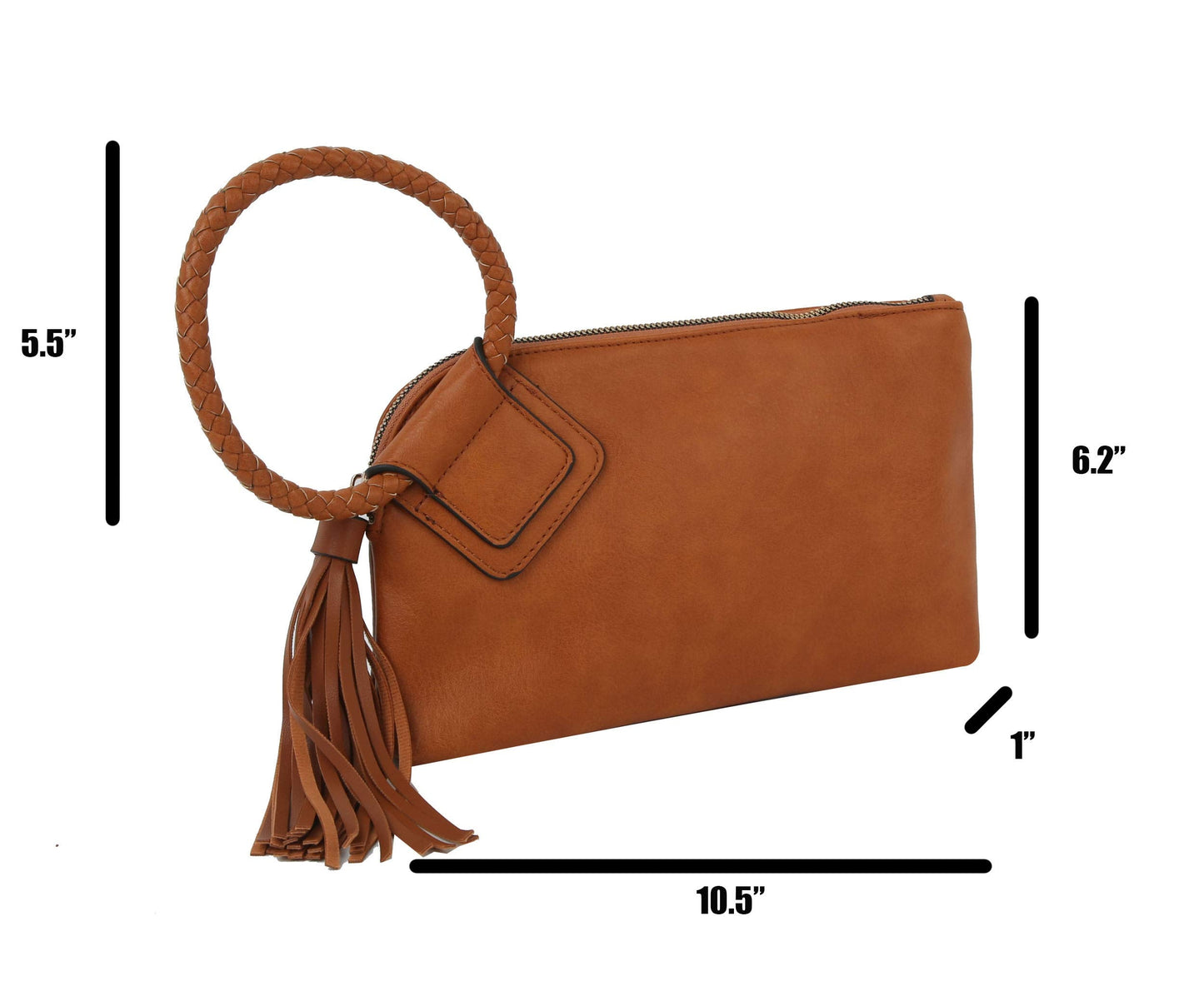 Womens Clutch Purse Wristlet Wallet Evening w/Hand Strap Casual Formal Vegan Leather - Metro Muse (Brown)