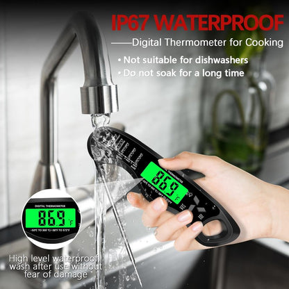 Meat Thermometer Digital，IP67 Waterproof Cooking Thermometer with Backlight, Calibration & Hold Function，Food Thermometer for Cooking,Outdoor Grilling