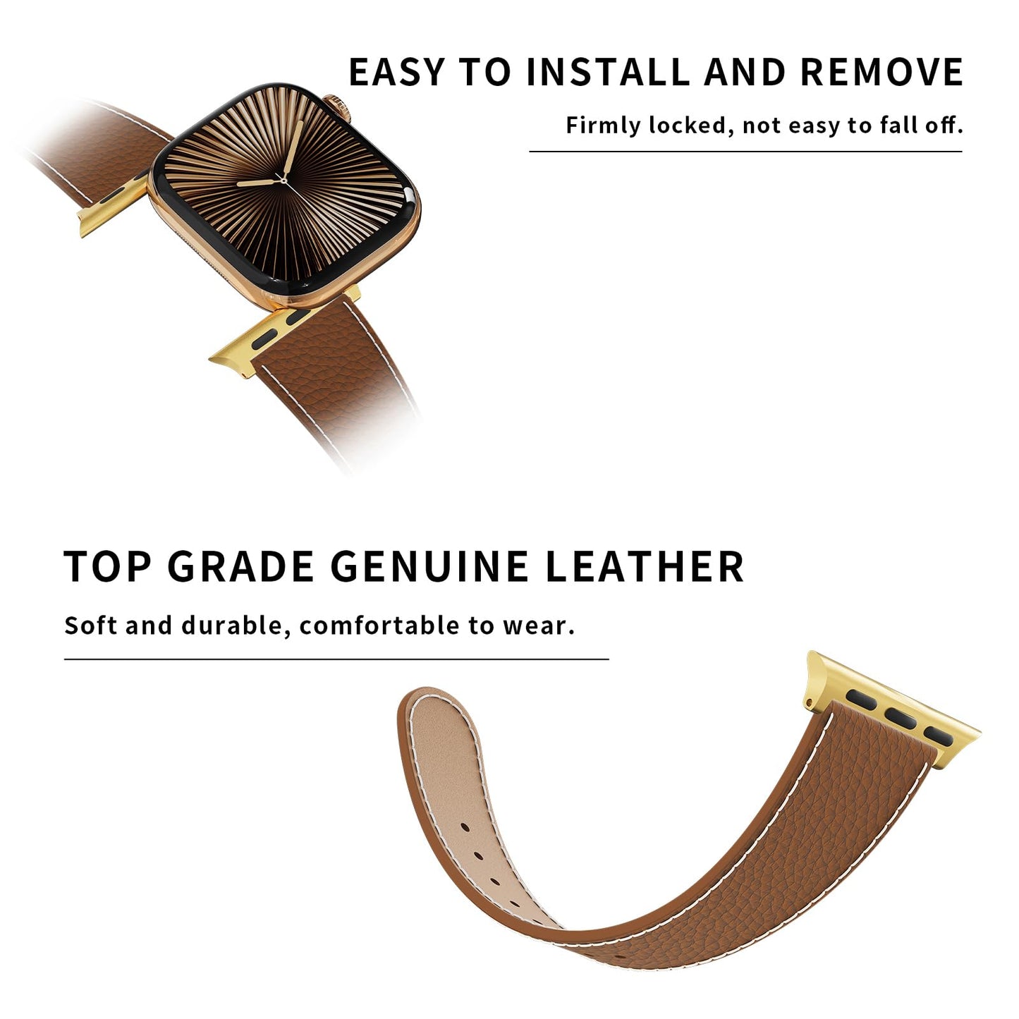 Leather Magnetic Watch Band Compatible with Apple Watch Ultra 49mm 46mm 45mm 44mm 42mm 41mm 40mm 38mm, Designer Replacement Strap for Women Men iWatch Series 9/8/7/6/5/4/3/2/1/SE/Ultra 2