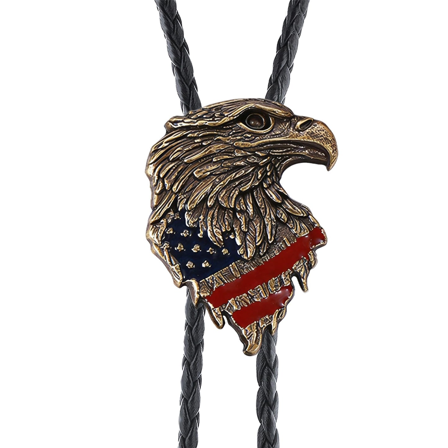 HLYMPONY 250th Anniversary of USA Eagle Bolo Tie, Western Cowboy Patriotic Accessory for Men (Bronze)