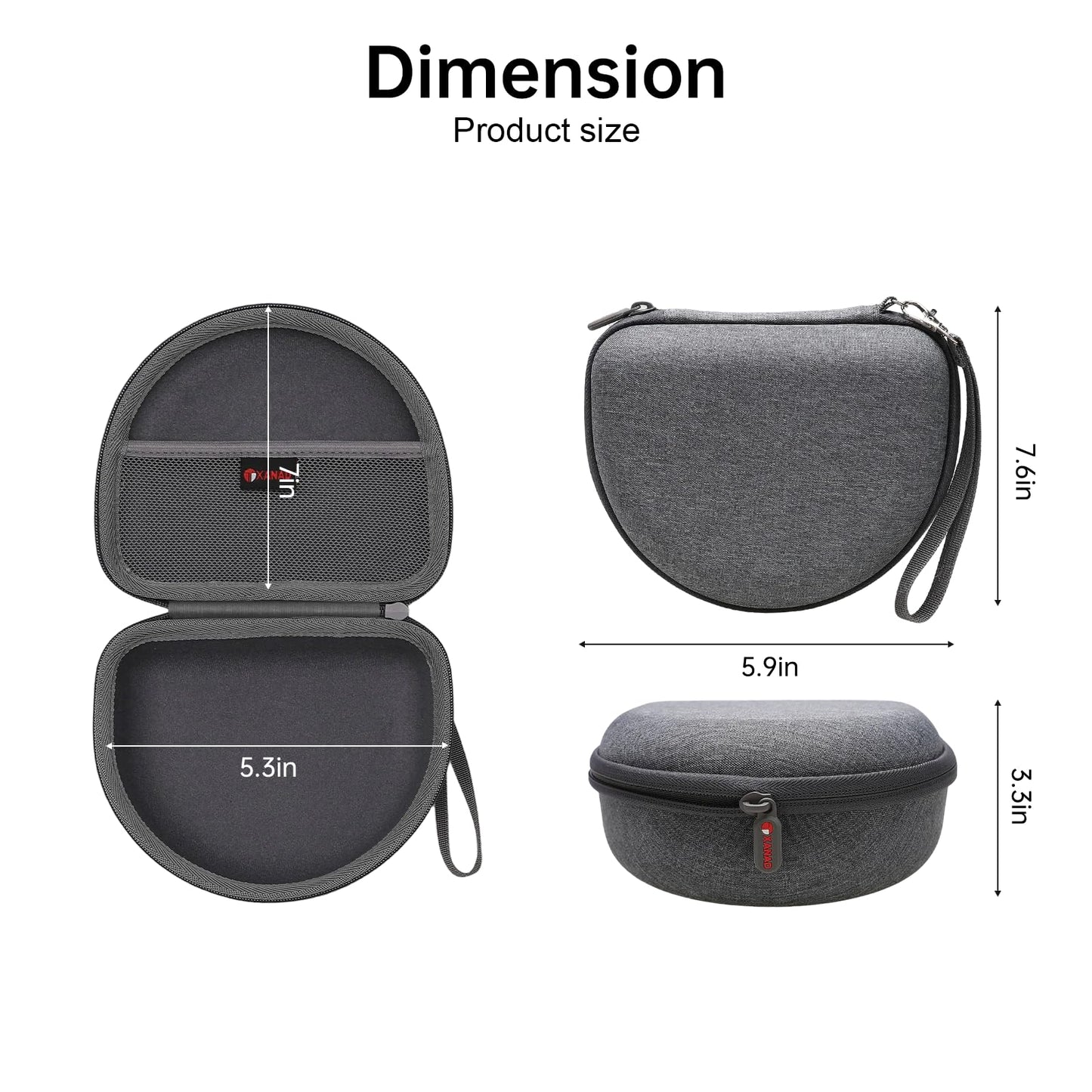 Headphone Case Compatible with Beats Studio Pro/Solo 4 / Studio 3 / Solo 3 / Picun B8 / BERIBES/JLab JBuds Lux ANC Wireless Bluetooth Noise Cancelling Headphones (Dark Grey)