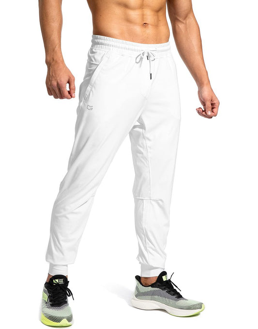 G Gradual Men's Sweatpants with Zipper Pockets Athletic Pants Traning Track Pants Joggers for Men Soccer, Running, Workout(White,XL)