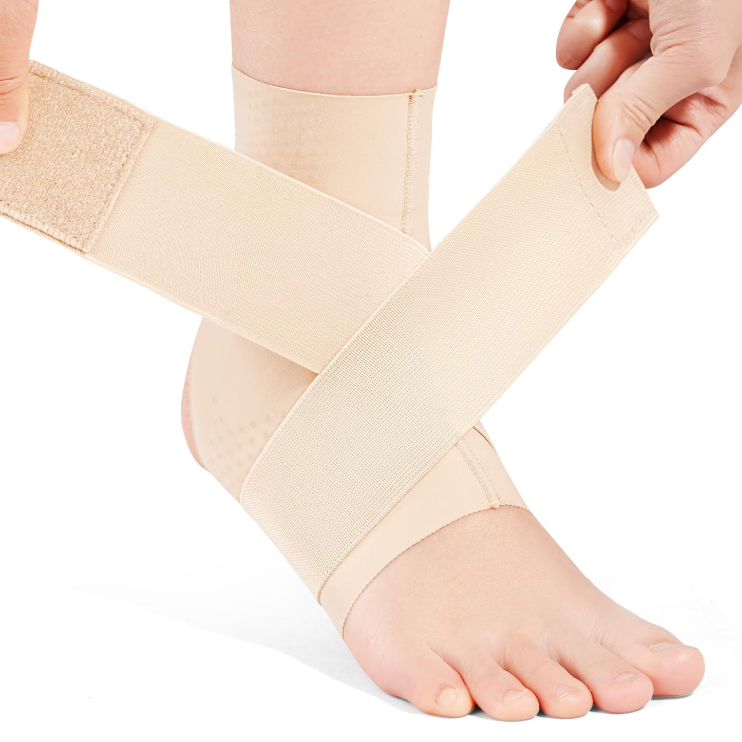 JOMVD Elastic Ankle Brace for Women&Men - Thin Lightweight Silky Compression Sleeves with Wraps for Plantar Fasciitis Sprained Ankle Injury Relief, Sports, X-Large