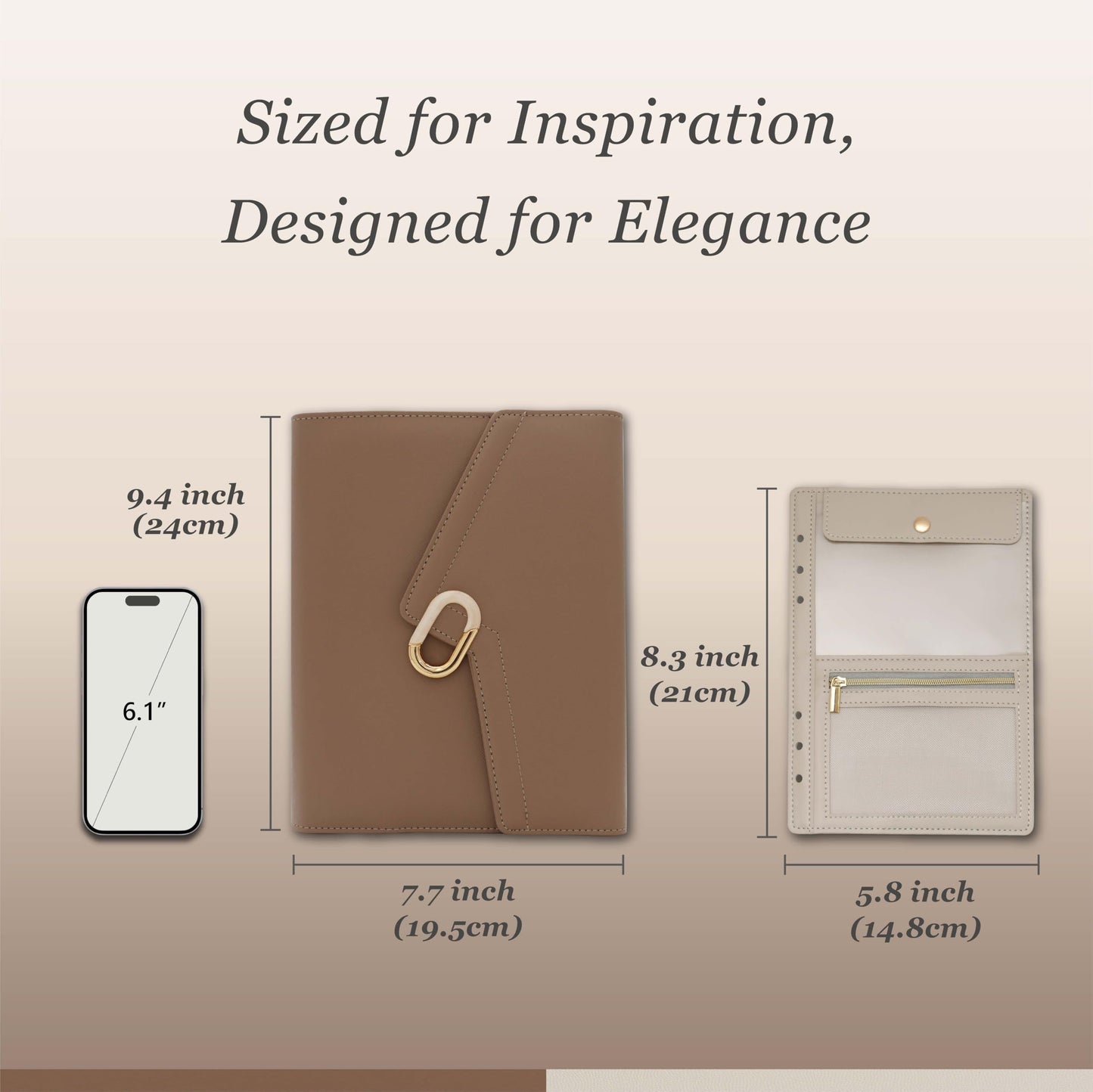 EGOSUNNY Lightning A5 PU Leather Planner 5.8" x 8.3", Refillable 6-Ring Binder with 80 Sheets, Dividers & Removable Zip Pouch – Stylish Organizer for Work & Everyday Use