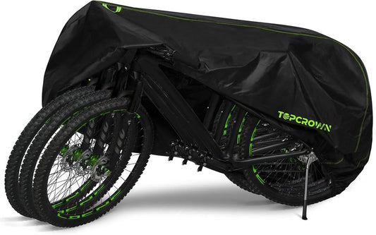 Bike Cover Waterproof - Outdoor Storage for 3 Bikes | UV, Dust & Wind Protection, 210D Black & Green, XXXL Size