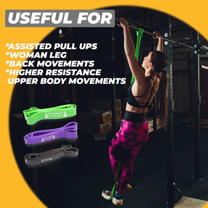 Draper's Strength Heavy Duty Resistance Stretch Loop Bands for Powerlifting Workout Exercise and Assisted Pull Ups