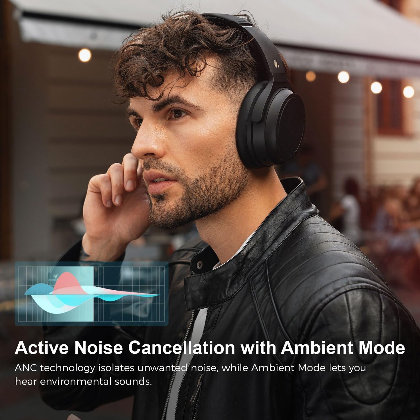 Edifier WH700NB Wireless Active Noise Cancellation Over-Ear Headphones, Bluetooth 5.3 Foldable Lightweight Headset, Dual Device Connection 68-Hour Battery Life, for Travel Home Office (Black)