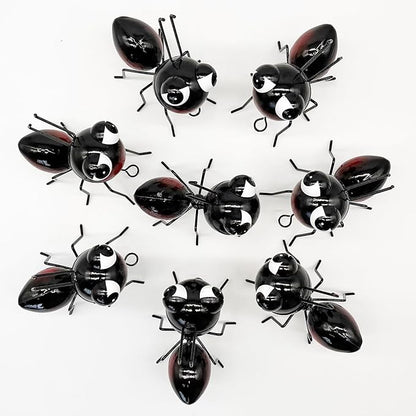 Metal Yard Art Garden Decor for Outside Cute Ants Yard Decorations Outdoor Lawn Ornaments Backyard Gifts for Mom - Set of 8（All Black）