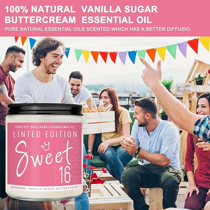 16th Birthday Gifts for Women, Perfect Birthday Present, Funny Presents for Mom, Friends, Wife, Sister, 7oz Vanilla Cream-Scented Candle